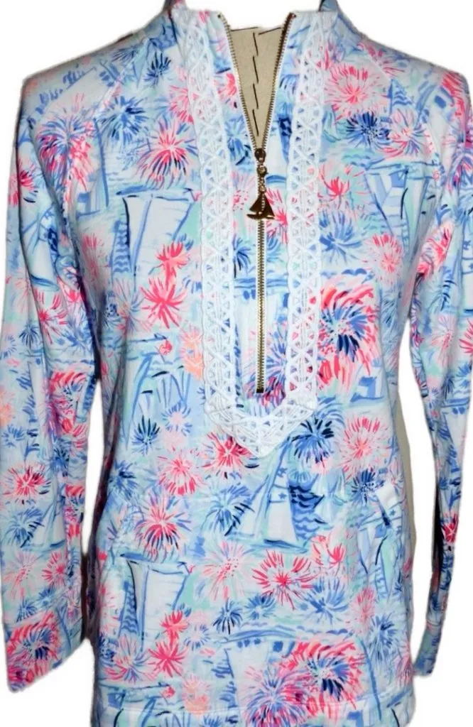 Lilly Pulitzer Janie Sea to Shiining Sea Popover Size L MSP$108