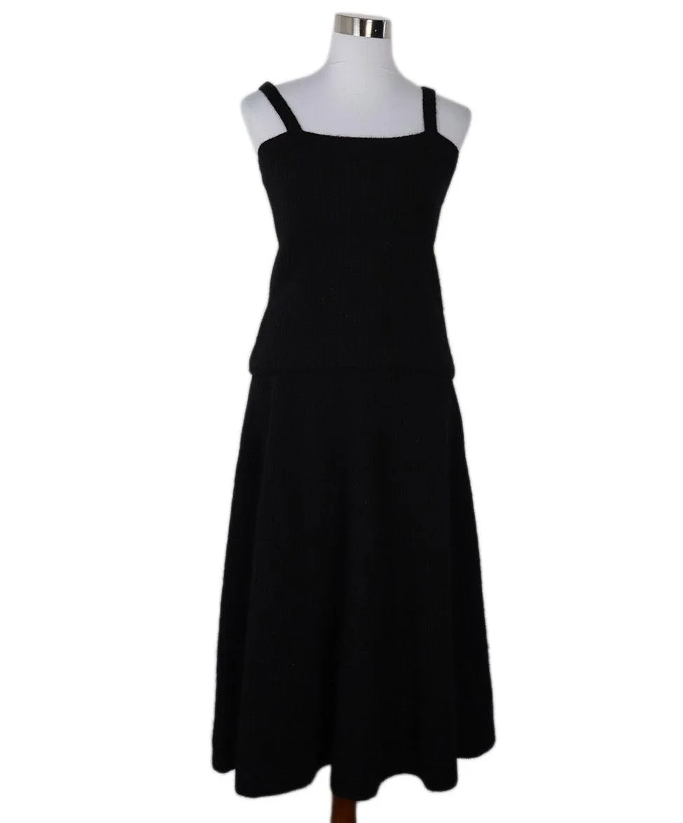 Lippes Black Cashmere Skirt Set sz 8