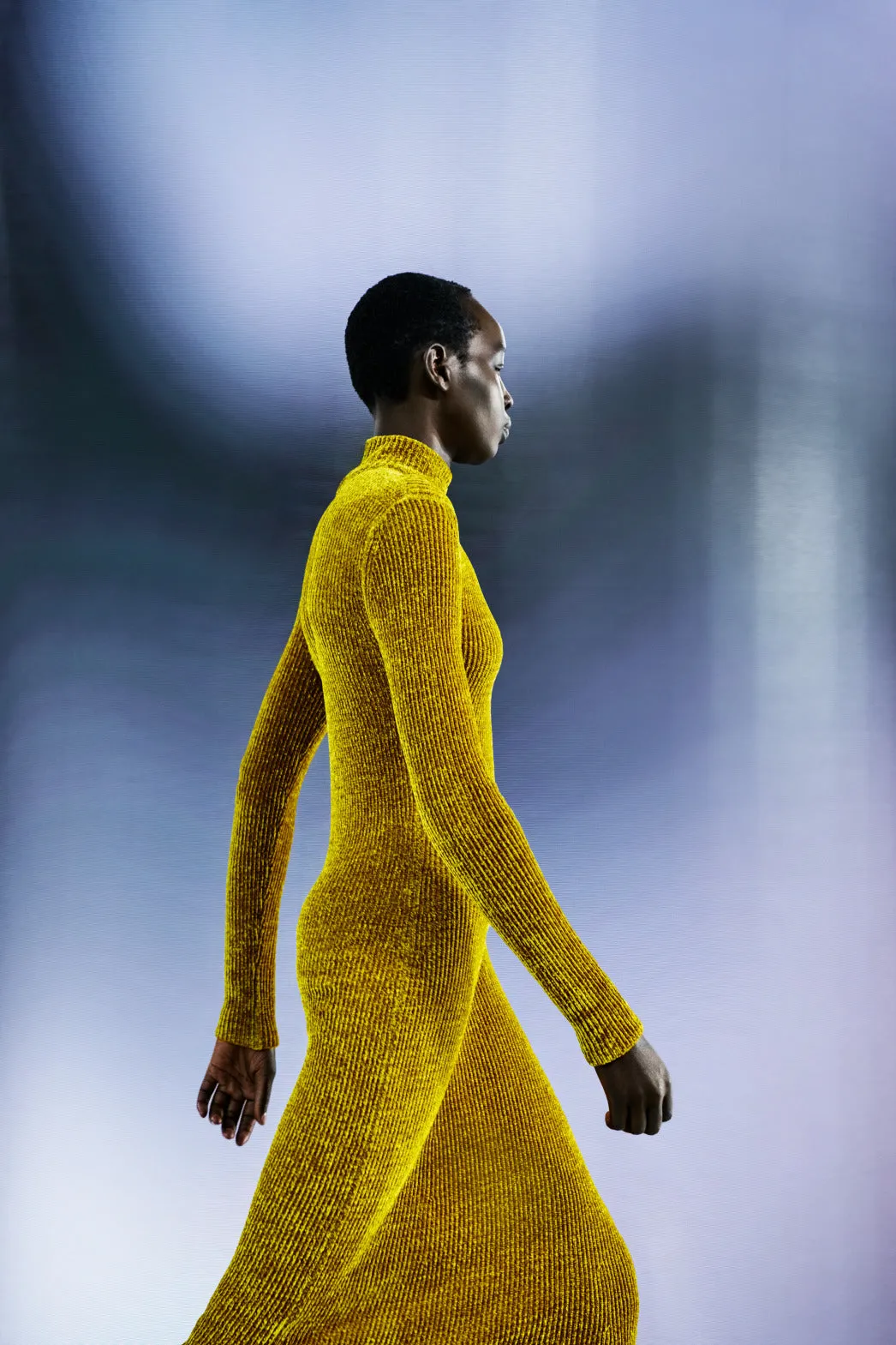 Long Sleeve Chenille Rib Tube Dress 