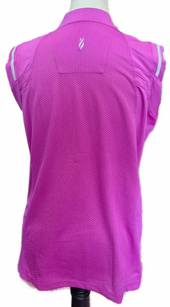 Lopez Fuchsia Sleeveless 1/4 Zip Mock Golf Top Size L MSP$75