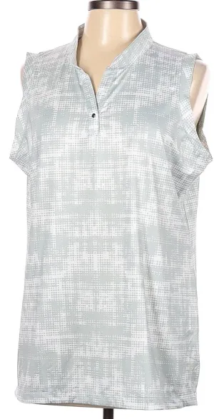 Lopez Gray & White Blurred Dot Sleeveless Golf Polo Size1X MSP$79
