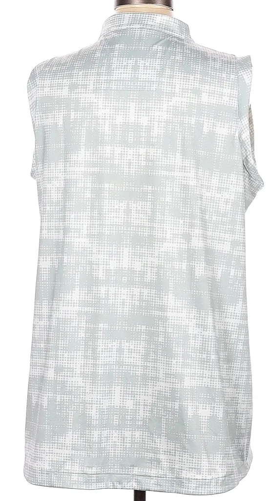 Lopez Gray & White Blurred Dot Sleeveless Golf Polo Size1X MSP$79