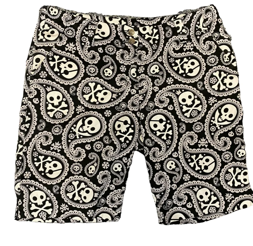 Loudmouth Black, Gray & White Skull Shorts Size 8