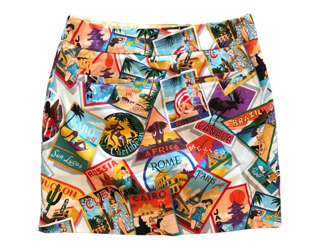Loudmouth Multicolored Post Card Skort Size 2 MSP$98