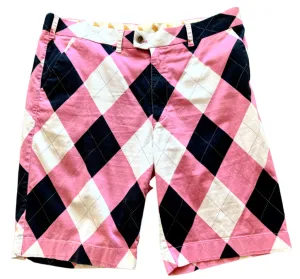 Loudmouth Pink, White & Black Argyle Shorts Size 16  MSP$98