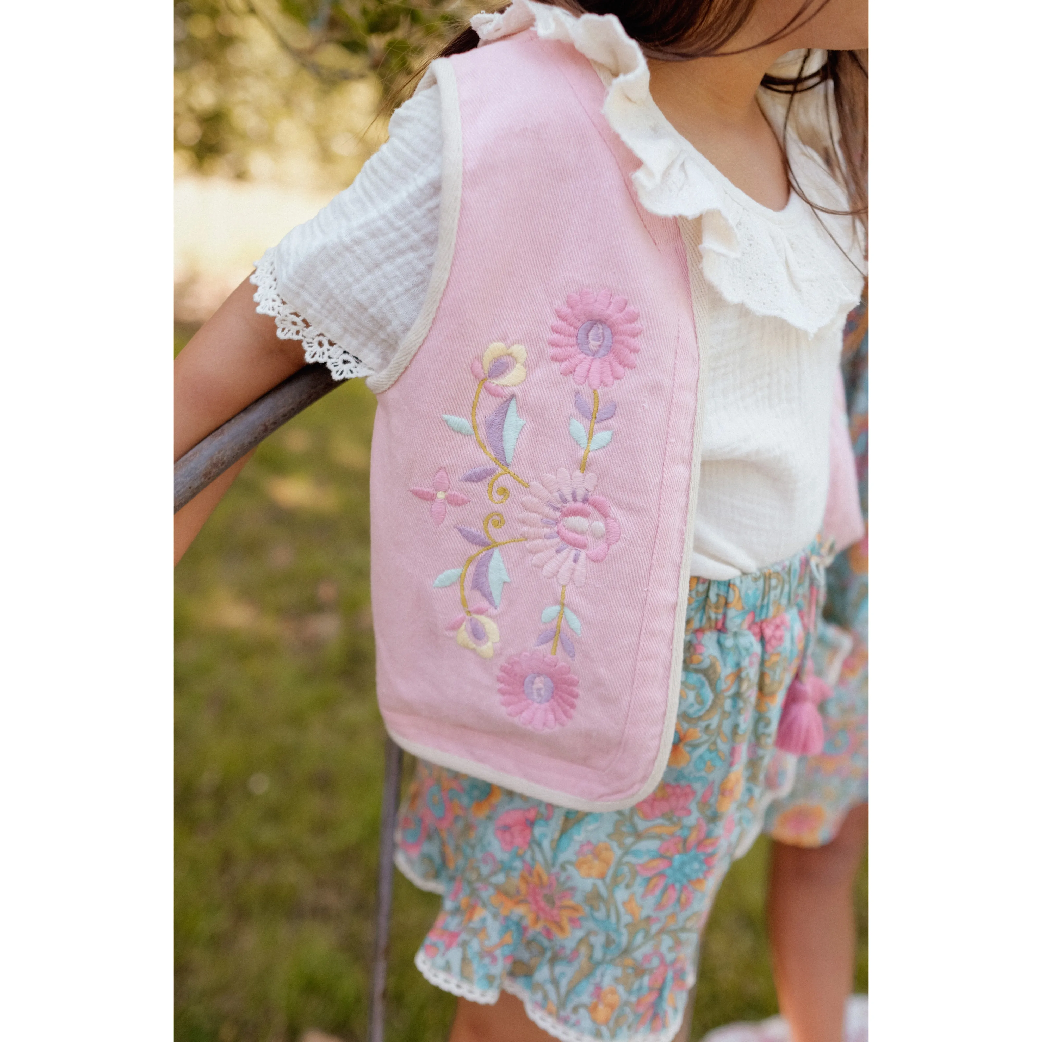 Louise Misha Reversible Vest Atlana Cotton Twill Pink