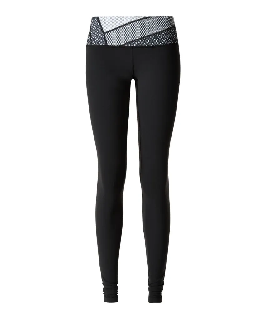 Lululemon capris Black Leggings with Black and White Print Pull-On Waistband Size 6
