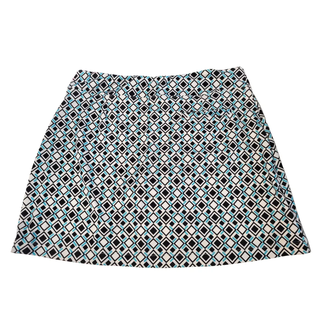 Maggie Lane White, Blue & Black Print Golf Skort Size L