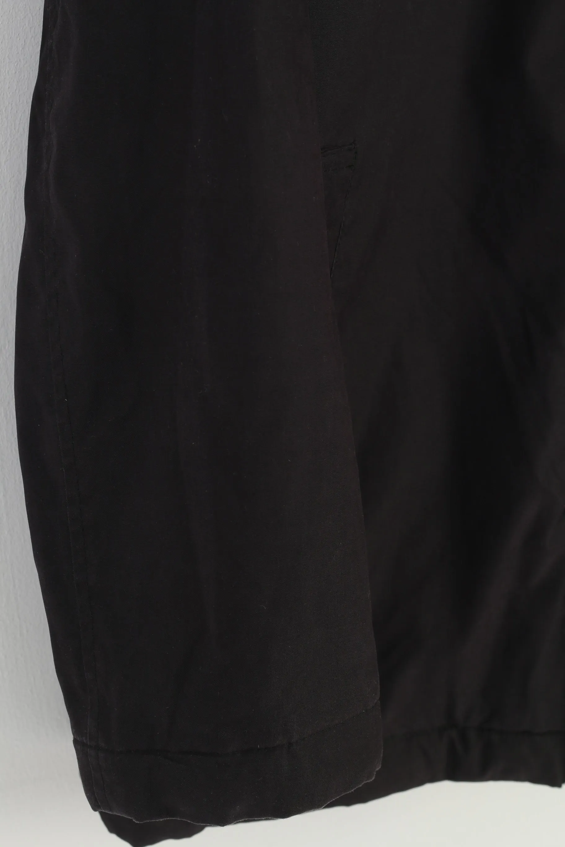 M&S Collection Men M Jacket Black Full Zipper Padded Collar Vintage Outwear Top