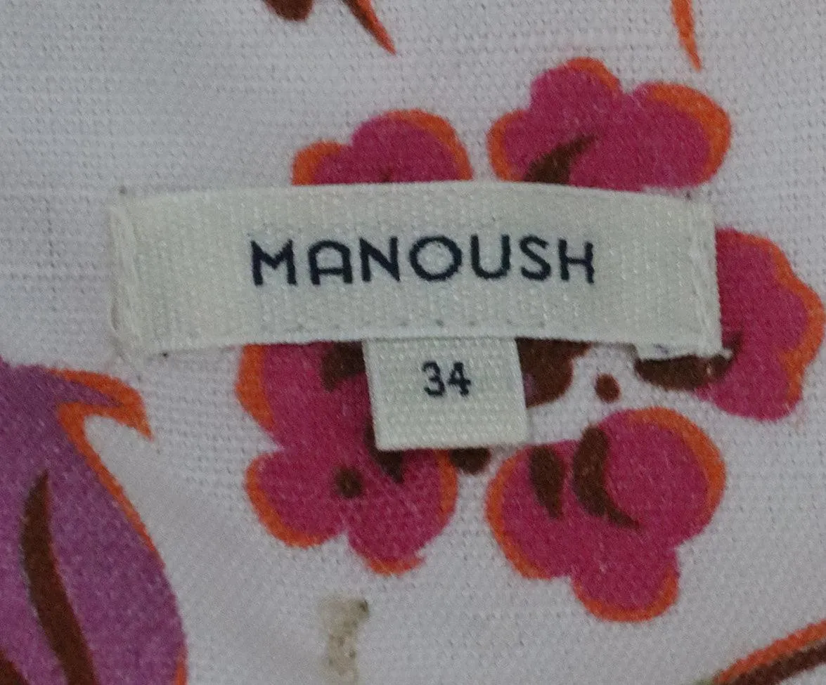 Manoush White Floral Print Dress w/ Sequin Trim sz 4