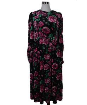 Marc Jacobs Black Multicolor Floral Velvet Dress sz 4
