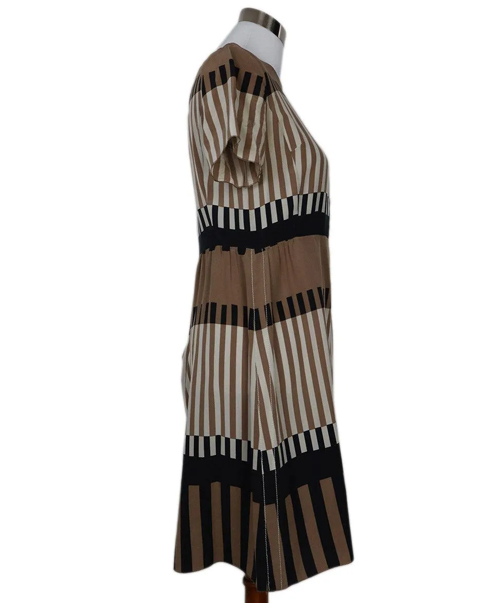 Marni Brown Black & White Print Silk Dress sz 6