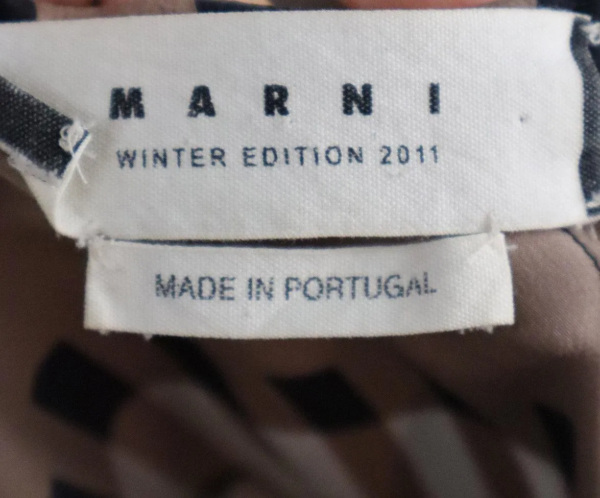 Marni Brown Black & White Print Silk Dress sz 6