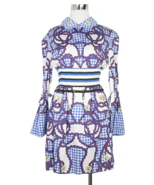 Mary Katrantzou Blue & White Print Dress sz 2