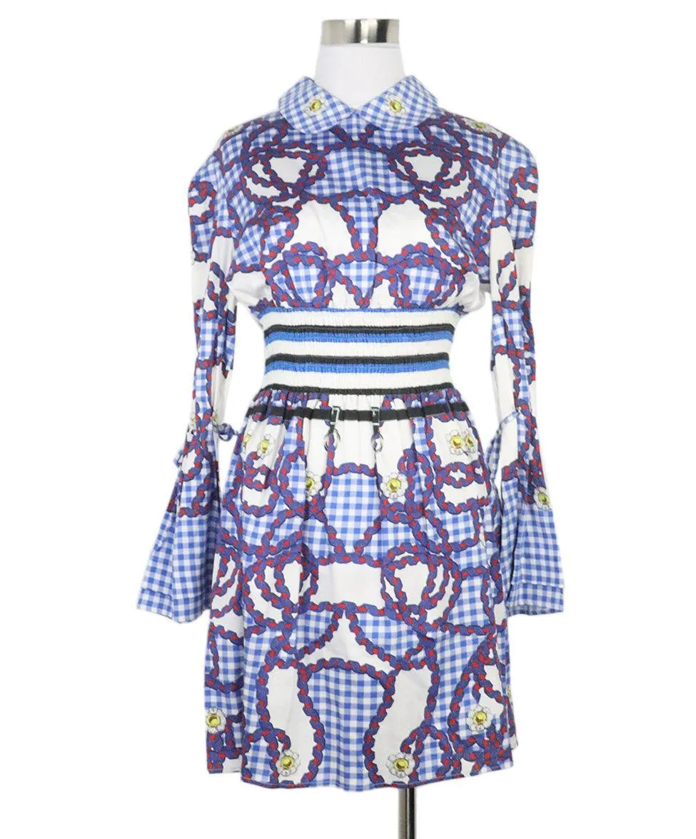 Mary Katrantzou Blue & White Print Dress sz 2