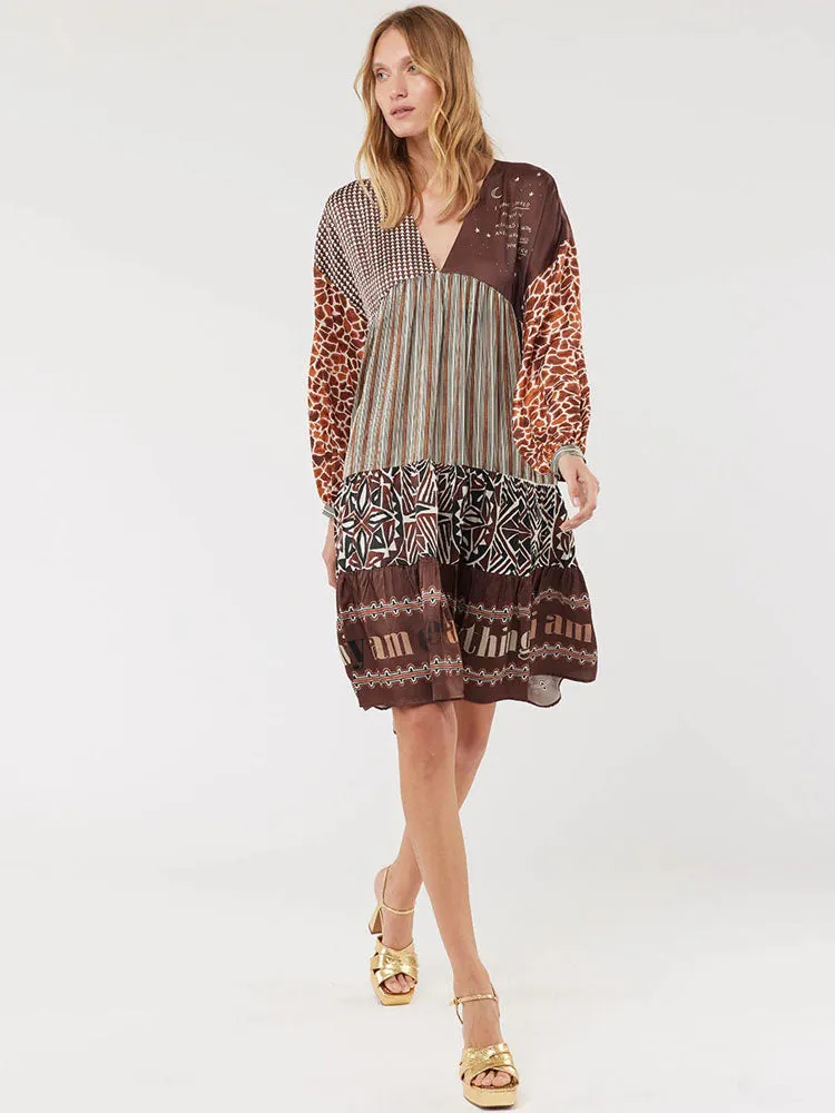 Me369 Eden Layered Dress Chocolate