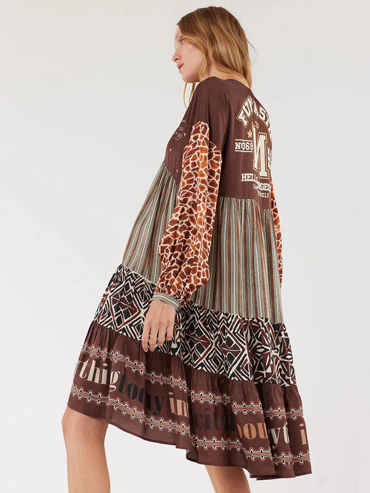 Me369 Eden Layered Dress Chocolate