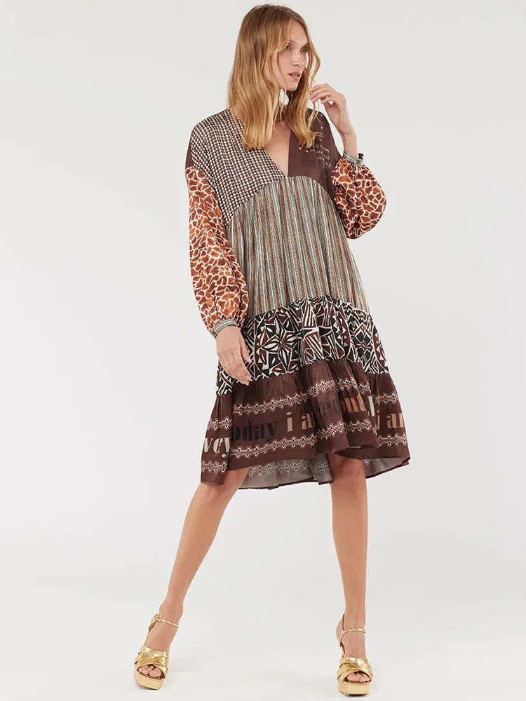 Me369 Eden Layered Dress Chocolate