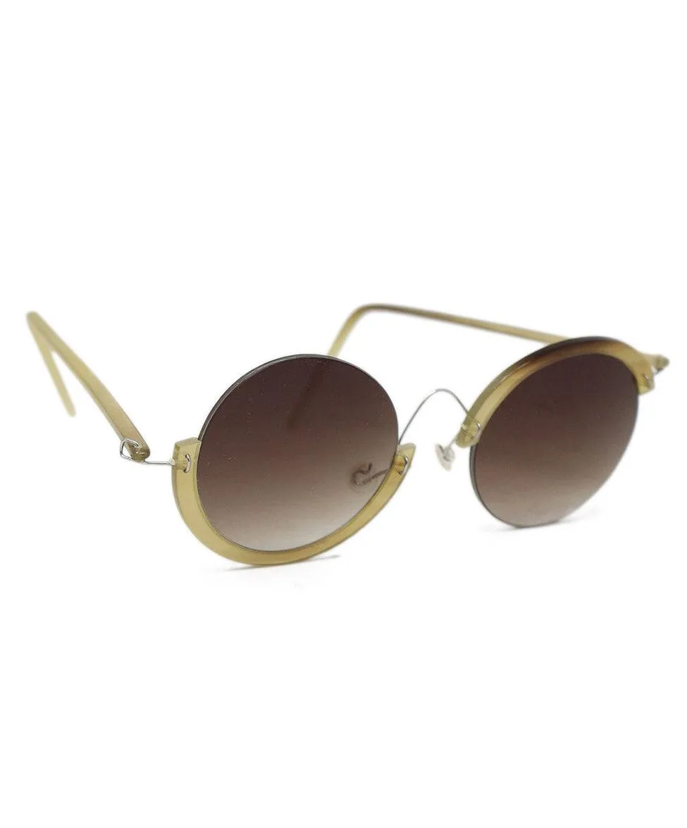 Micromega Brown & Beige Horn Sunglasses