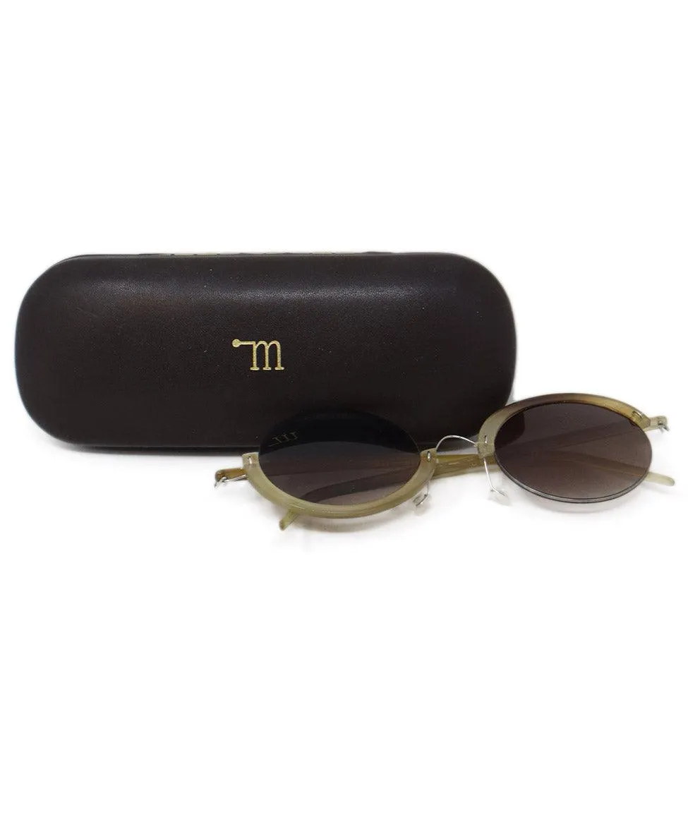 Micromega Brown & Beige Horn Sunglasses