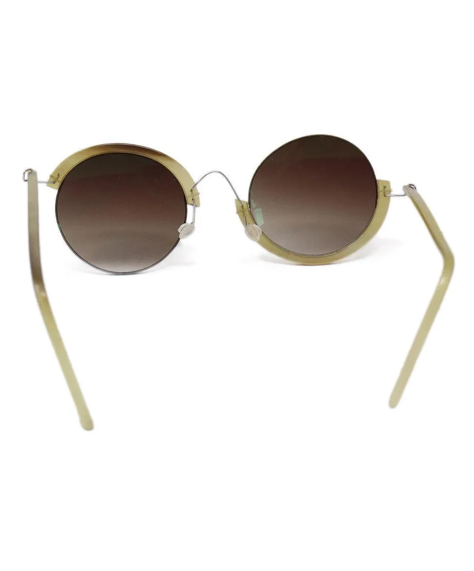 Micromega Brown & Beige Horn Sunglasses