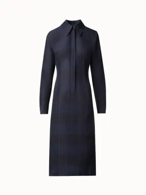 Midi Shirt Dress in Cotton Silk Seersucker 