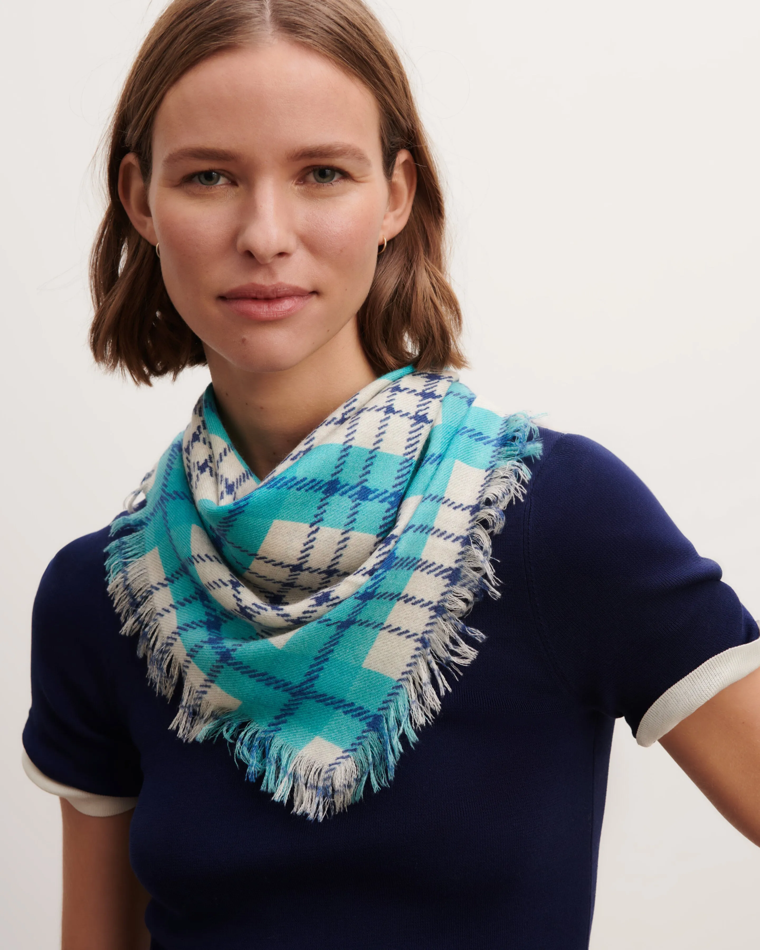 Mini printed twill square scarf Eric Bompard