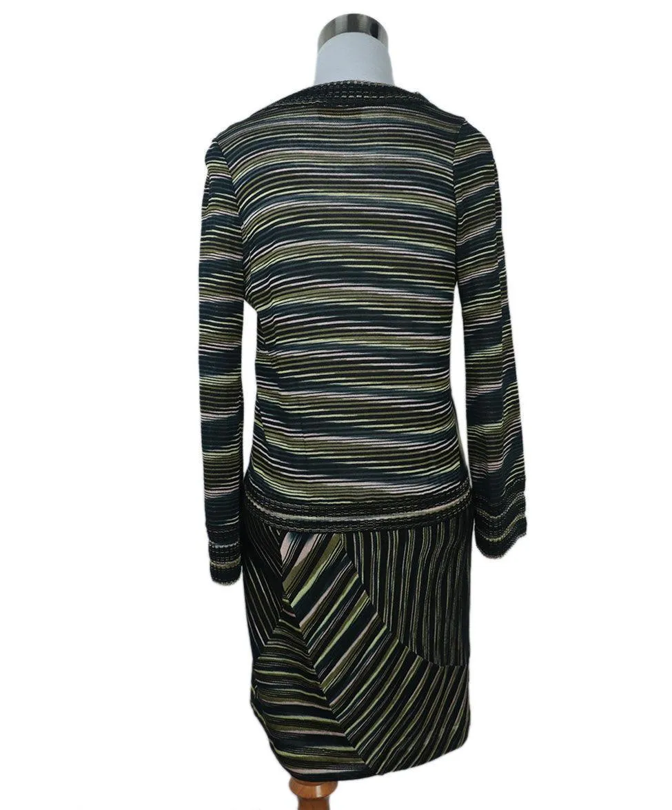 Missoni Black & Green Striped Silk Dress sz 4