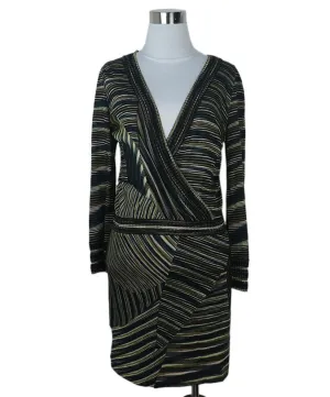 Missoni Black & Green Striped Silk Dress sz 4