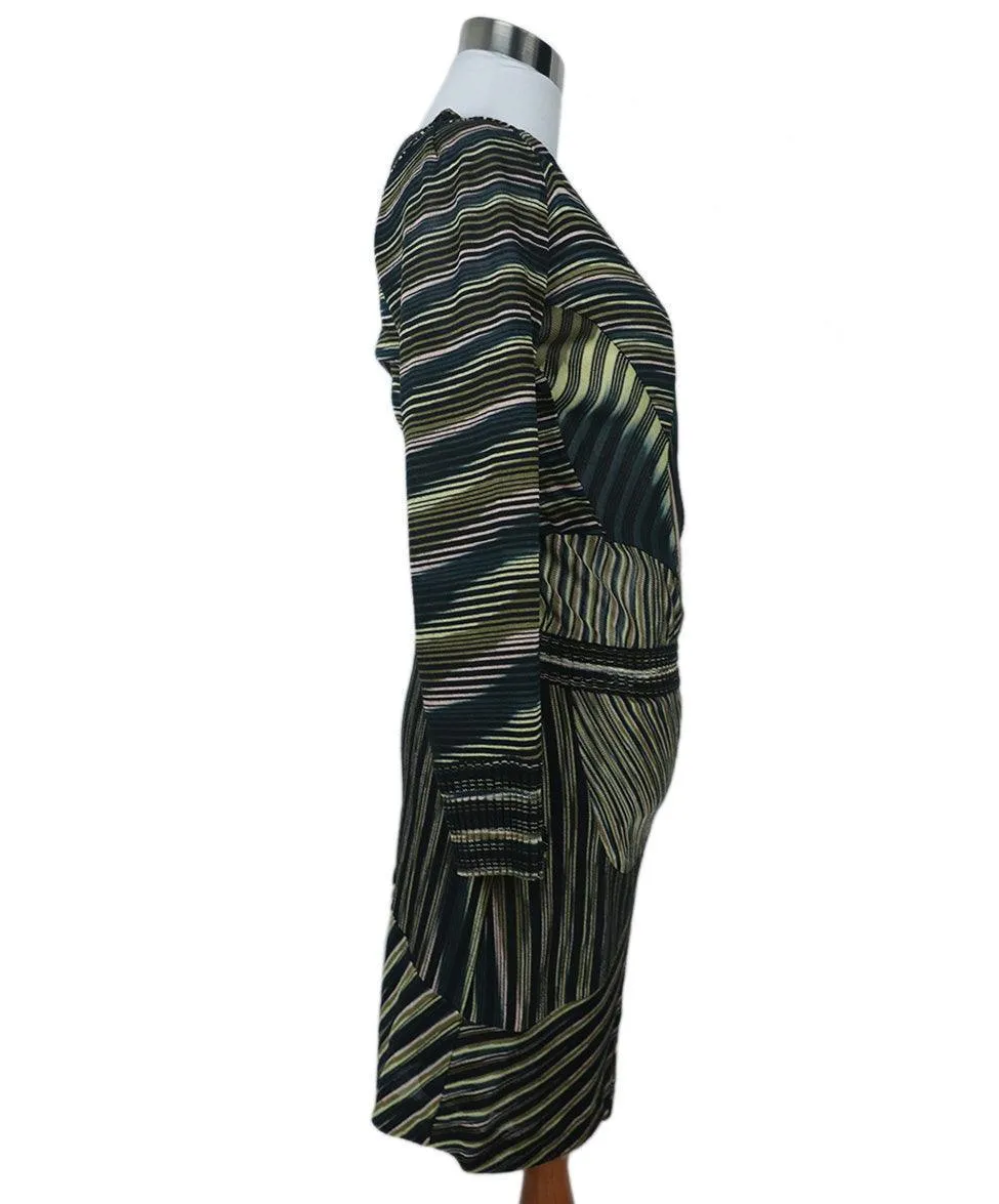 Missoni Black & Green Striped Silk Dress sz 4