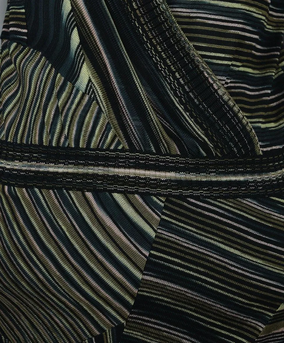 Missoni Black & Green Striped Silk Dress sz 4