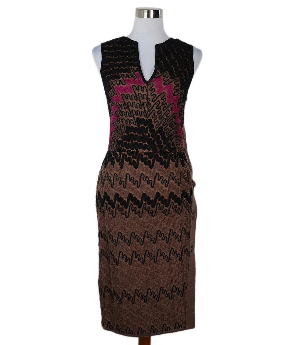 Missoni Black Brown & Purple Knit Dress sz 4