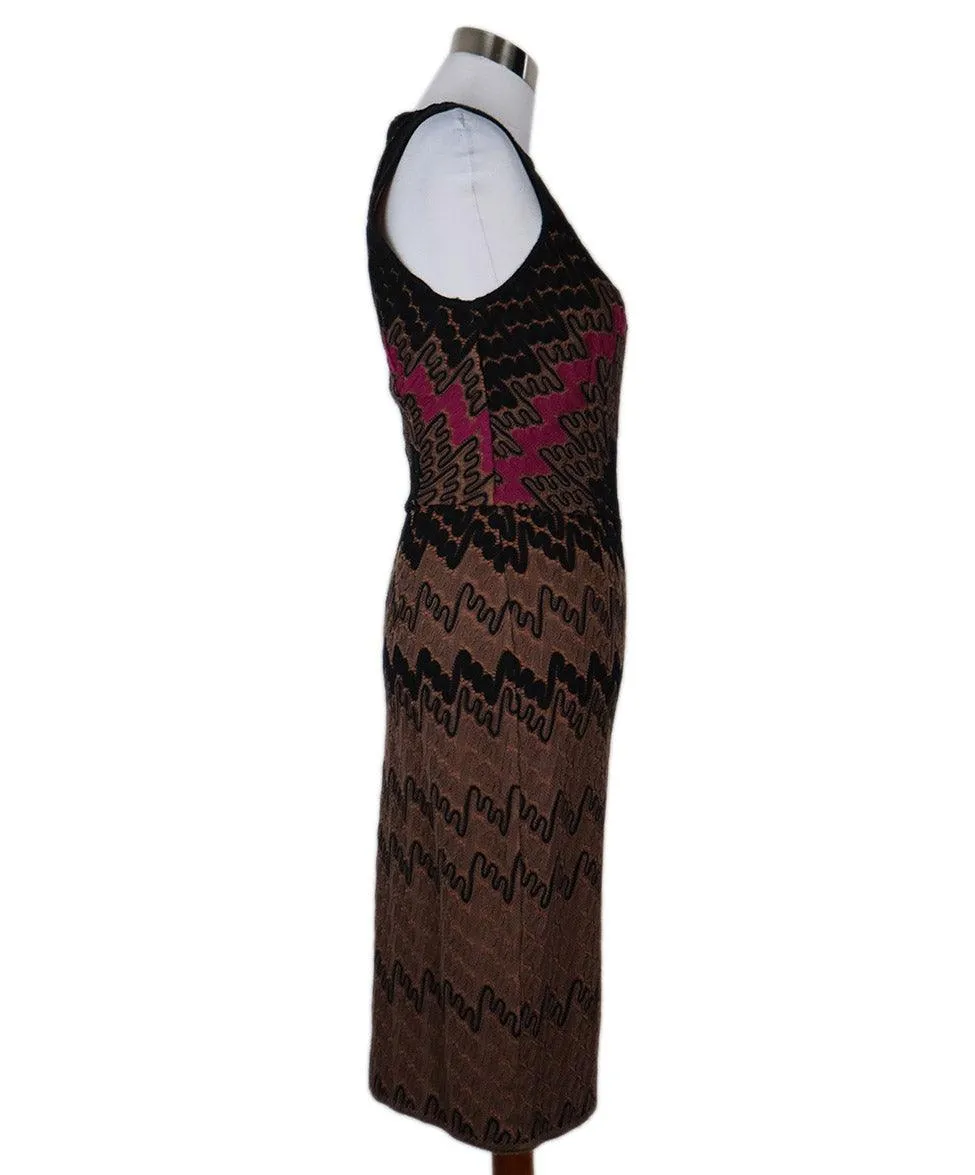 Missoni Black Brown & Purple Knit Dress sz 4