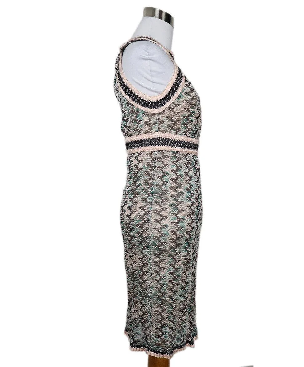 Missoni Pink Grey & Green Knit Dress sz 2