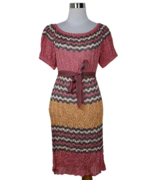 Missoni Pink Grey & Orange Knit Dress w/ Belt sz 4