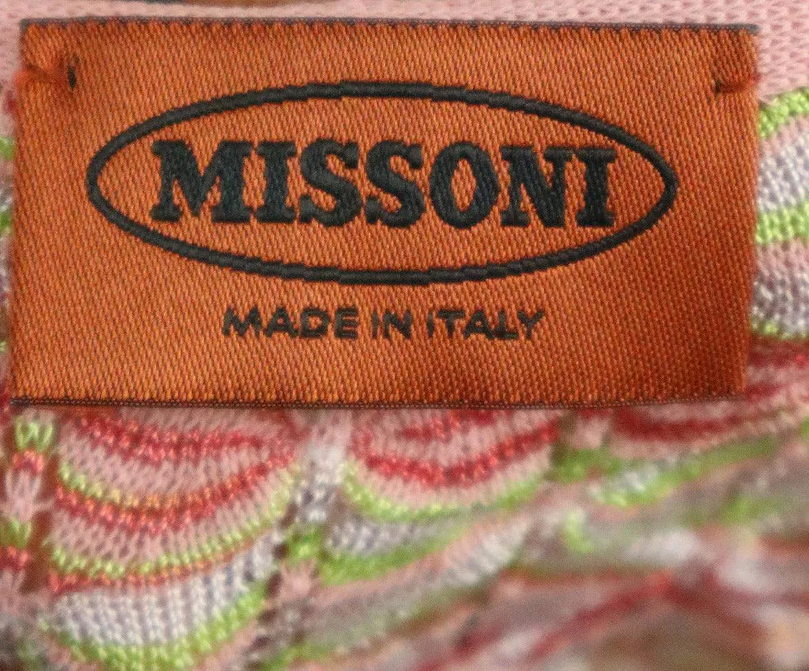 Missoni Size 4 Pink Yellow Green Lavender Cotton Rayon W/Slip Dress