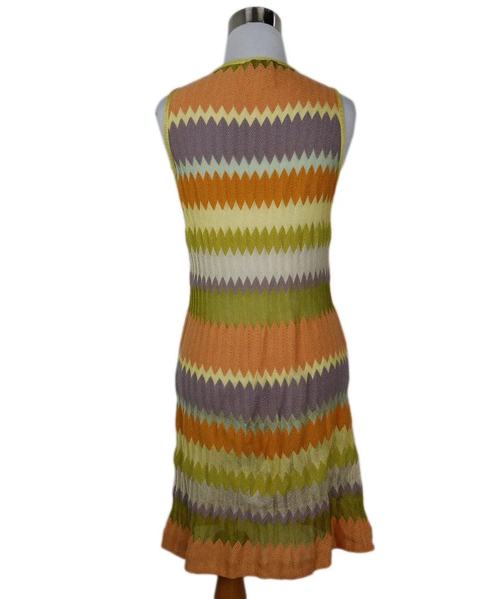 Missoni Yellow Orange Lavender Viscose Cotton Dress sz 2