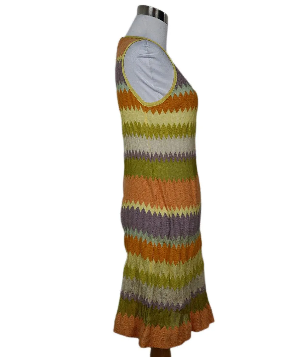 Missoni Yellow Orange Lavender Viscose Cotton Dress sz 2
