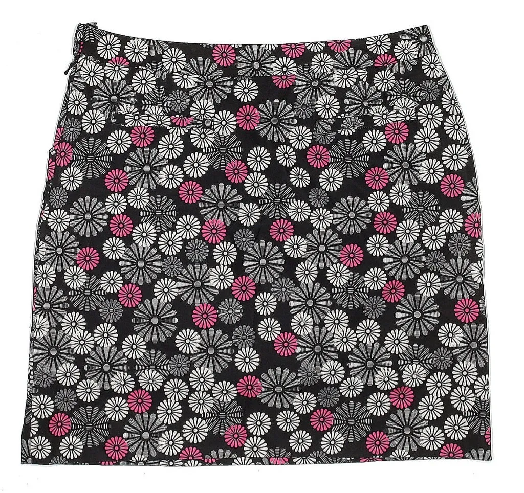 Monterey Club Black, White & Pink Floral Golf Skort Size 8 MSP$65