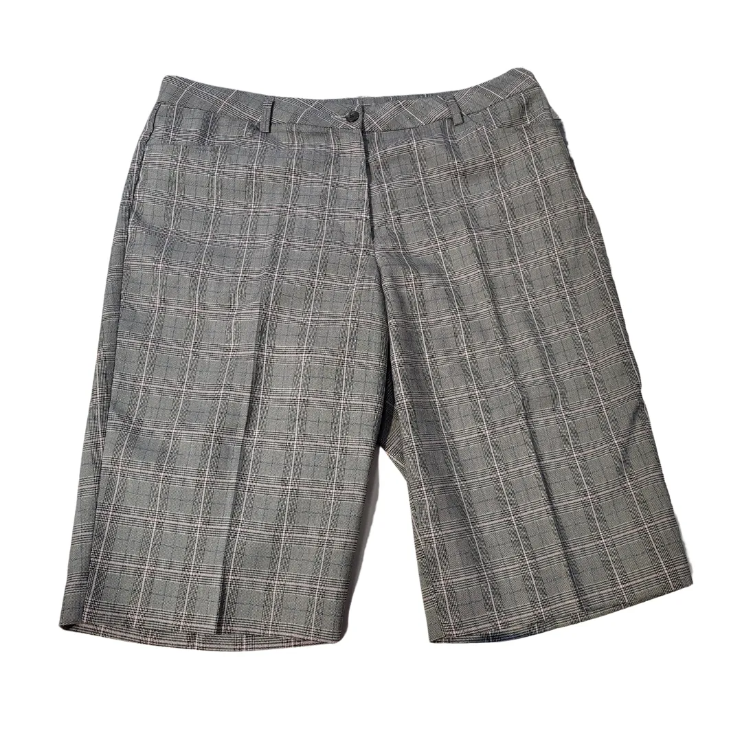 Monterey Club Gray & Pink Plaid Women's Golf Shorts Size 14