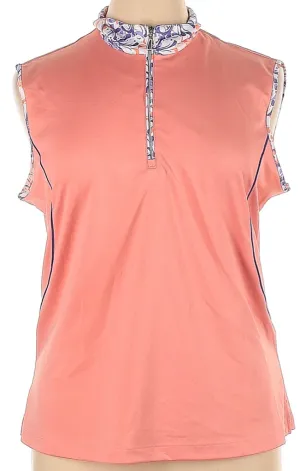 Monterey Club Peach Sleeveless Top w/ Floral Accents Size XL MSP$62