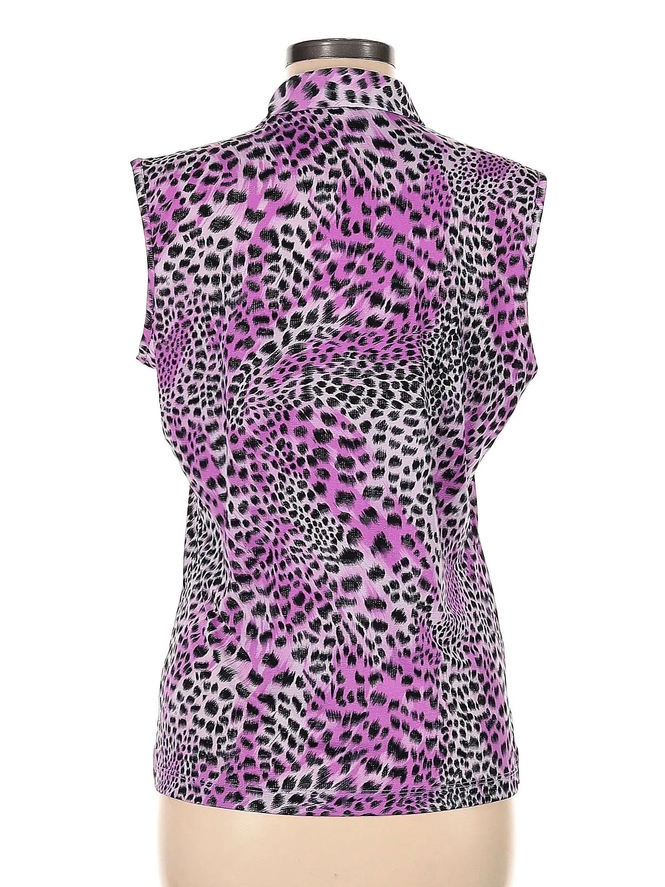 Monterey Club Purple Animal Print Sleeveless Golf Top Size M
