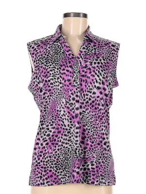 Monterey Club Purple Animal Print Sleeveless Golf Top Size M