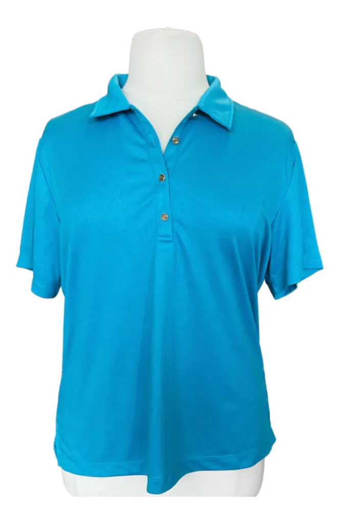 Monterey Club Turquoise Floral Imprint Golf Polo Size XXL $59
