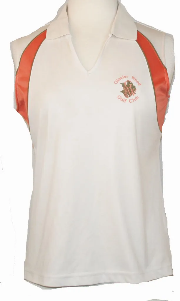 Monterey Club White & Coral Sleeveless Polo with Logo