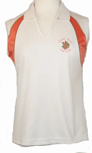 Monterey Club White & Coral Sleeveless Polo with Logo