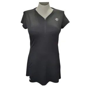 New Adidas 1/4 Zip Jacquard Black Short Sleeve Golf Dress w/ Logo  Size L MSP$99
