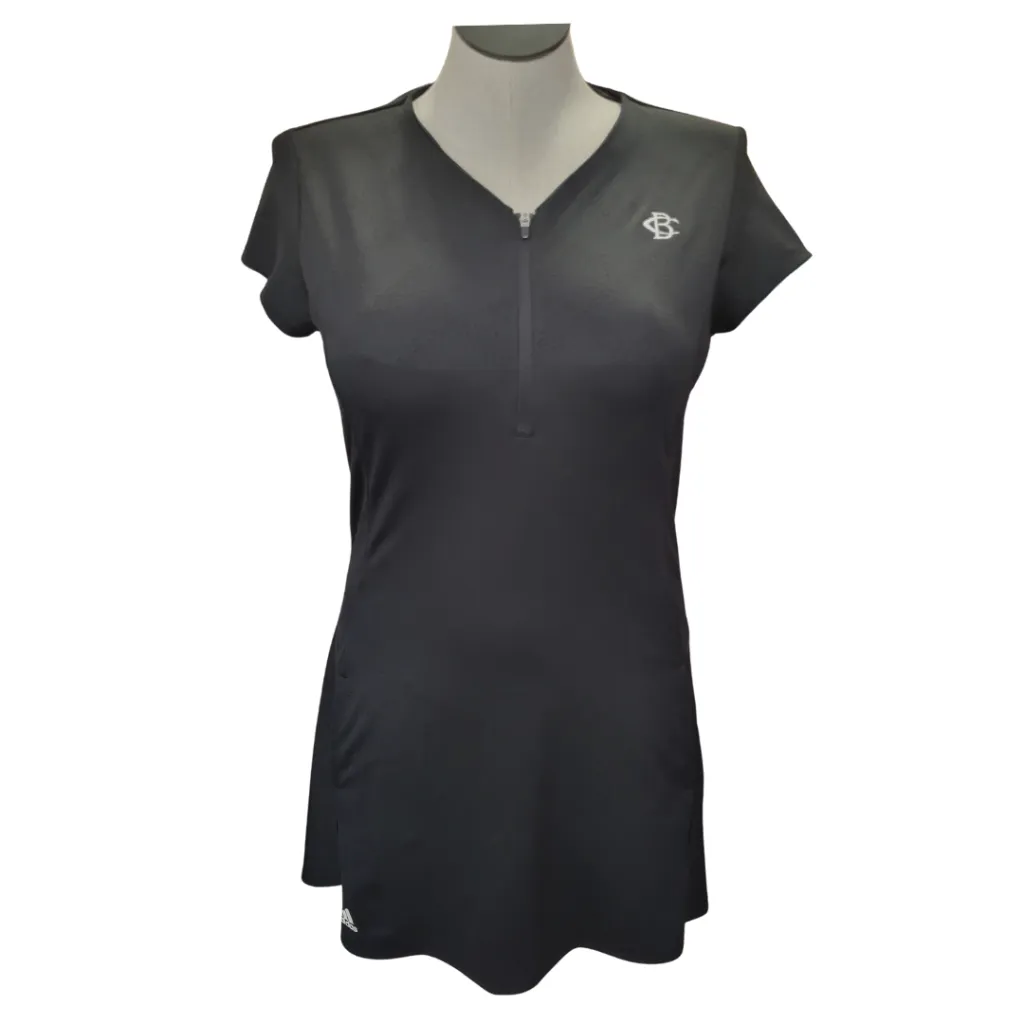 New Adidas 1/4 Zip Jacquard Black Short Sleeve Golf Dress w/ Logo  Size L MSP$99