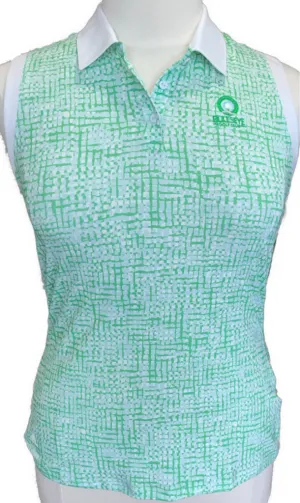 New Adidas Ultimate Print Sleeveless Polo in White & Green w/ Logo MSP$60