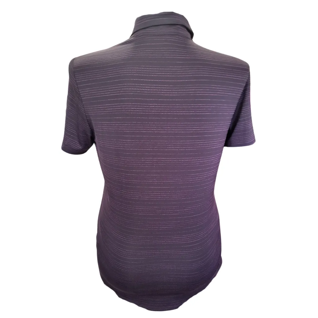 New Adidas Women's Short Sleeve Purple Striped  Golf Polo Size L MSP$60